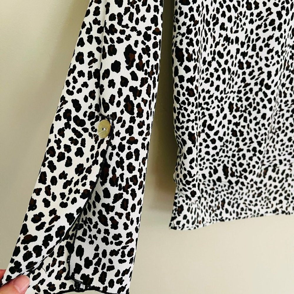 Zara Basic Animal Print Leopard Print Popover Blo… - image 4
